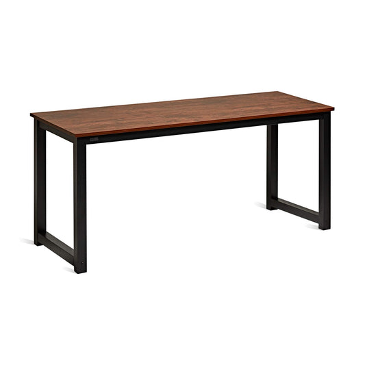 Decoholic 63 Inch Computer Desk, Home & Office PC Laptop Study Writing Table Workstation with Leg Bars, Modern Simple Industrial Style, Rustic Brown