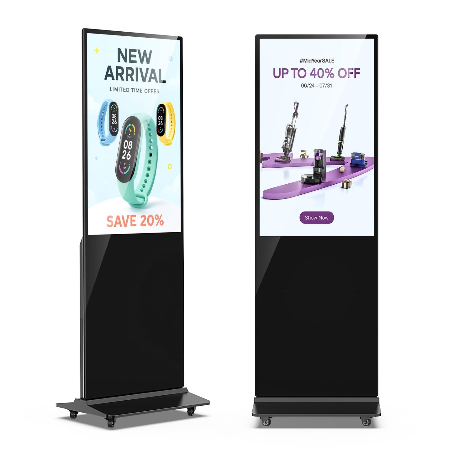 JIYANG 37 Inch Digital Signage Display, Indoor Floor Standing Advertising Display Kiosk Android System,Commercial LCD Totem(Black)