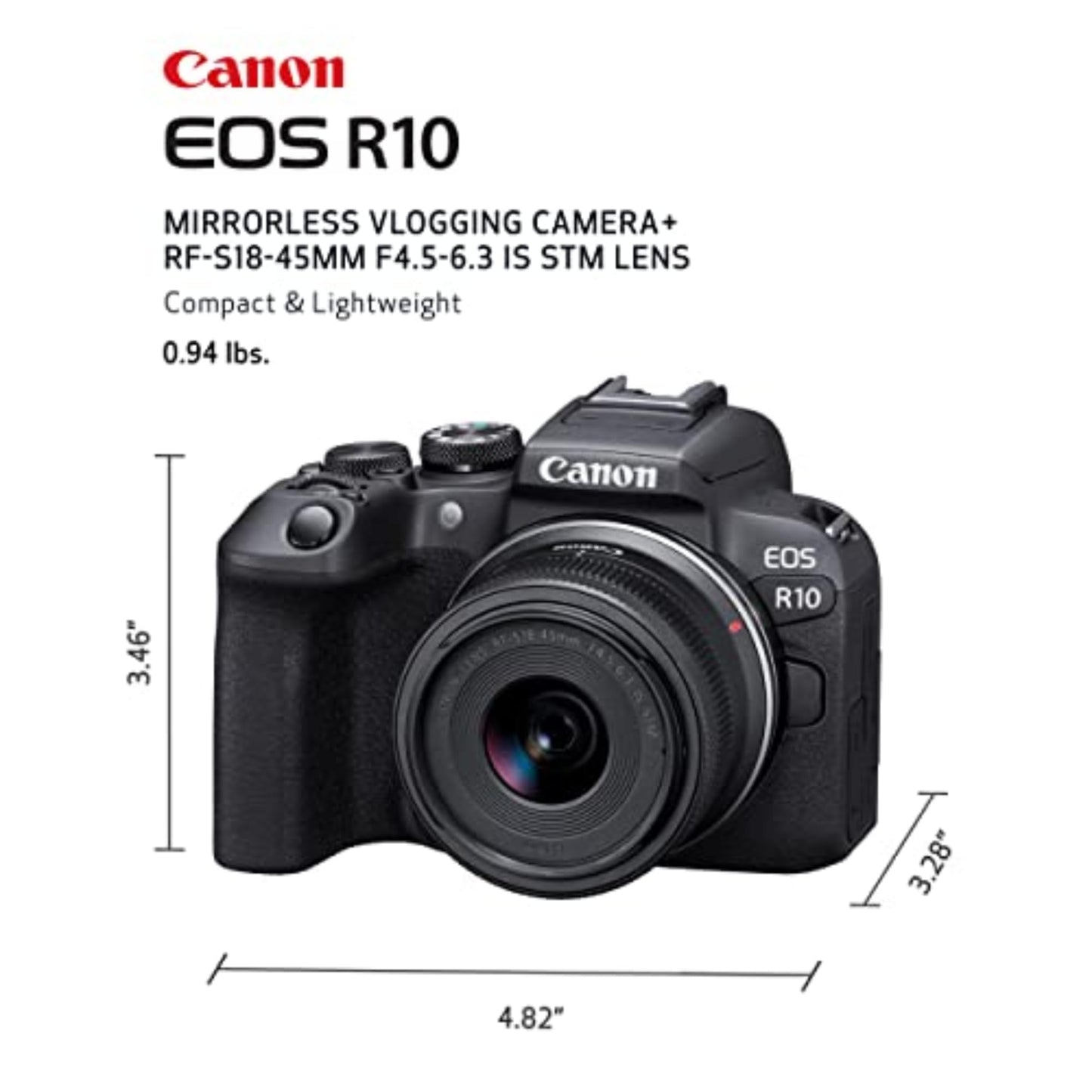 Canon EOS R10 Mirrorless Camera with RF-S 18-45mm Lens Kit