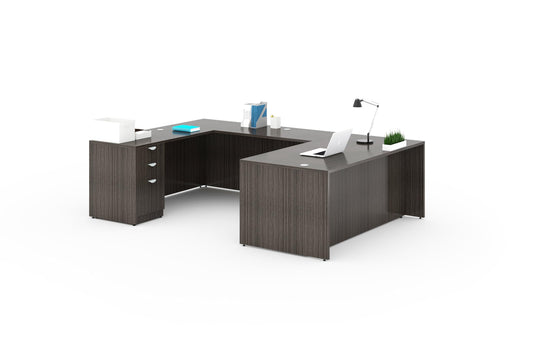 Boss Office Products 71 Inch Executive U-Shape Desk with File Storage Pedestal, Driftwood