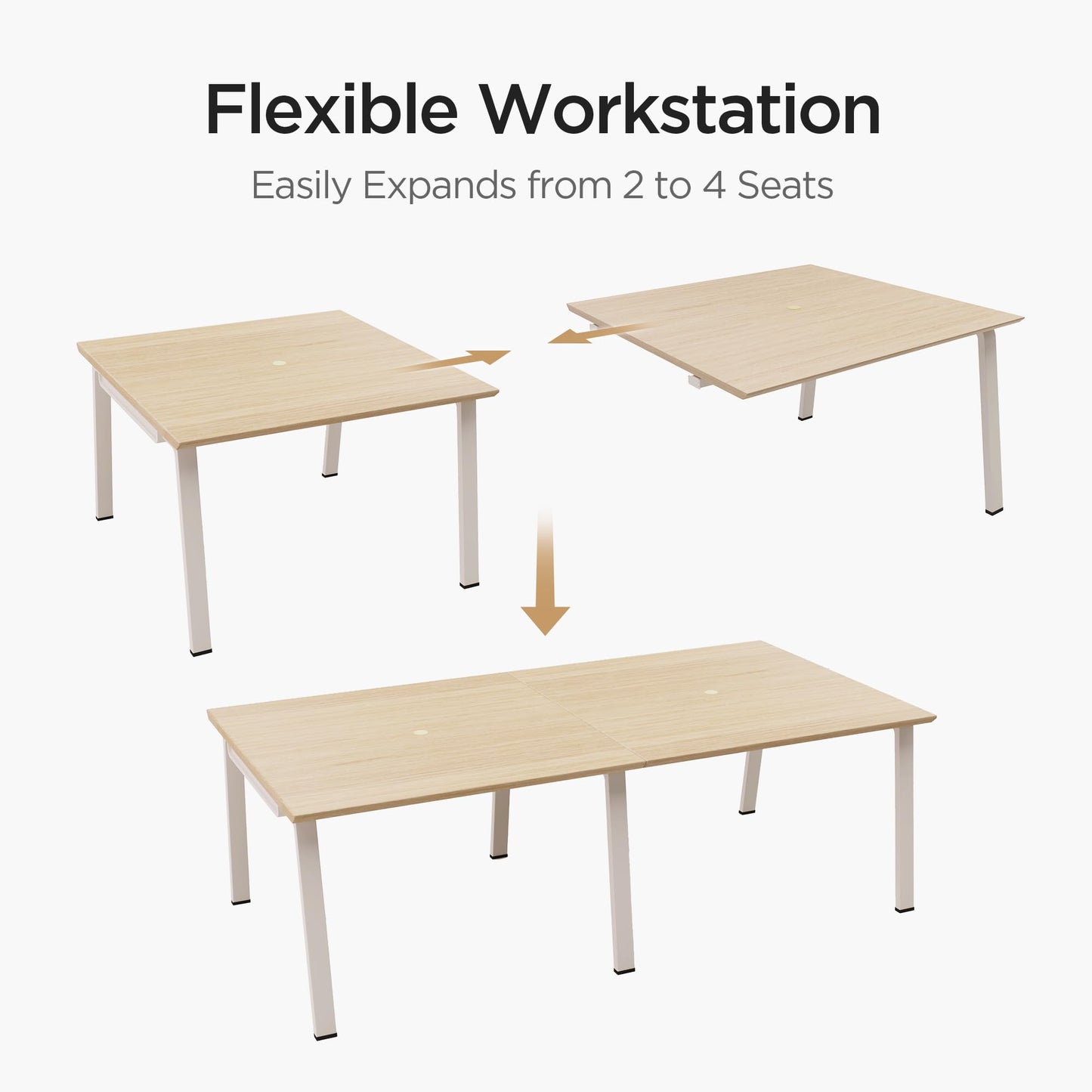 Offee Modular Computer Office Desk, Modern Style Small Study Writing Workstation Table for Home & Business, 2 Person (47" x 47")