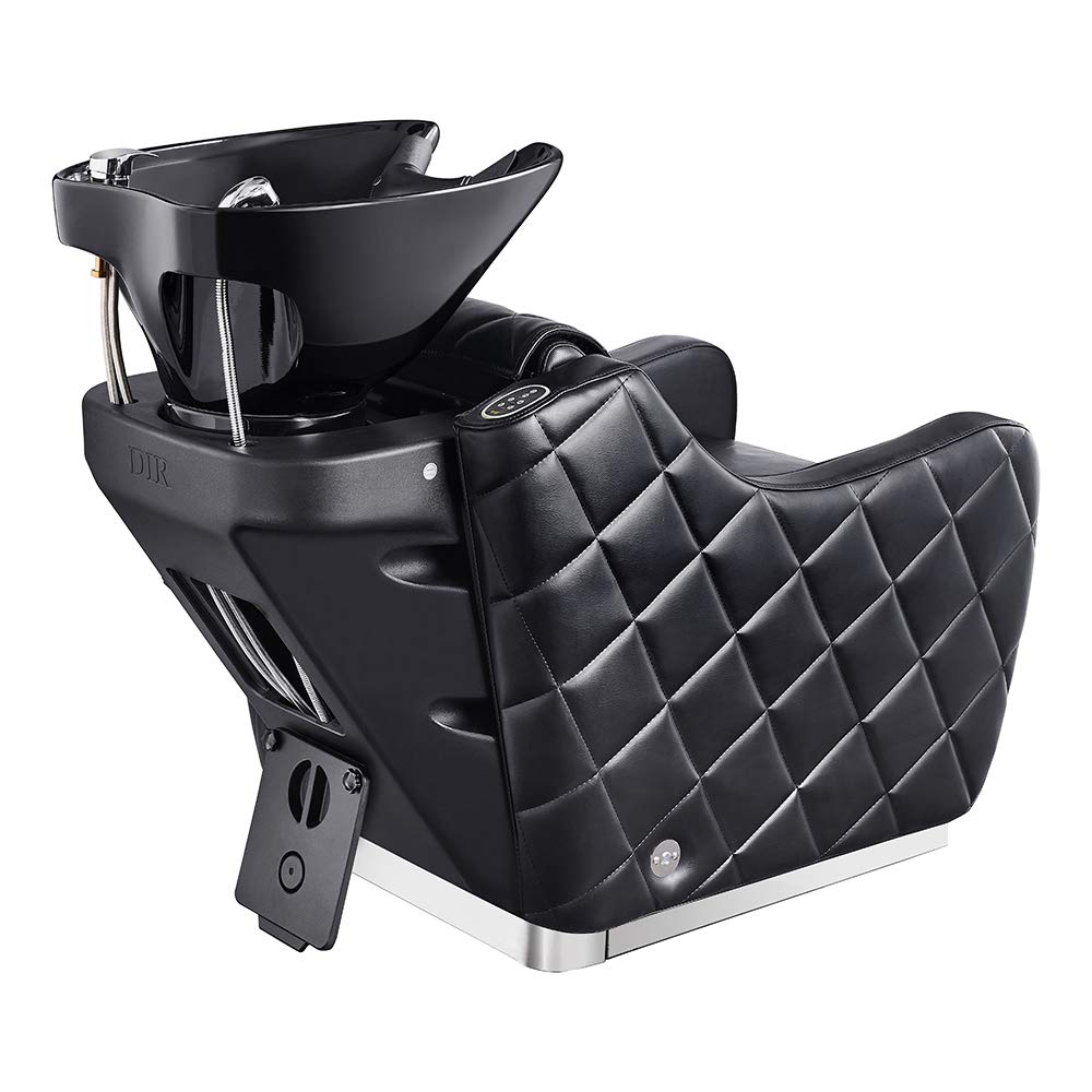 Shampoo Backwash Unit Massage and Electrical Leg-Rest Salon Shampoo Station Minervah in Black