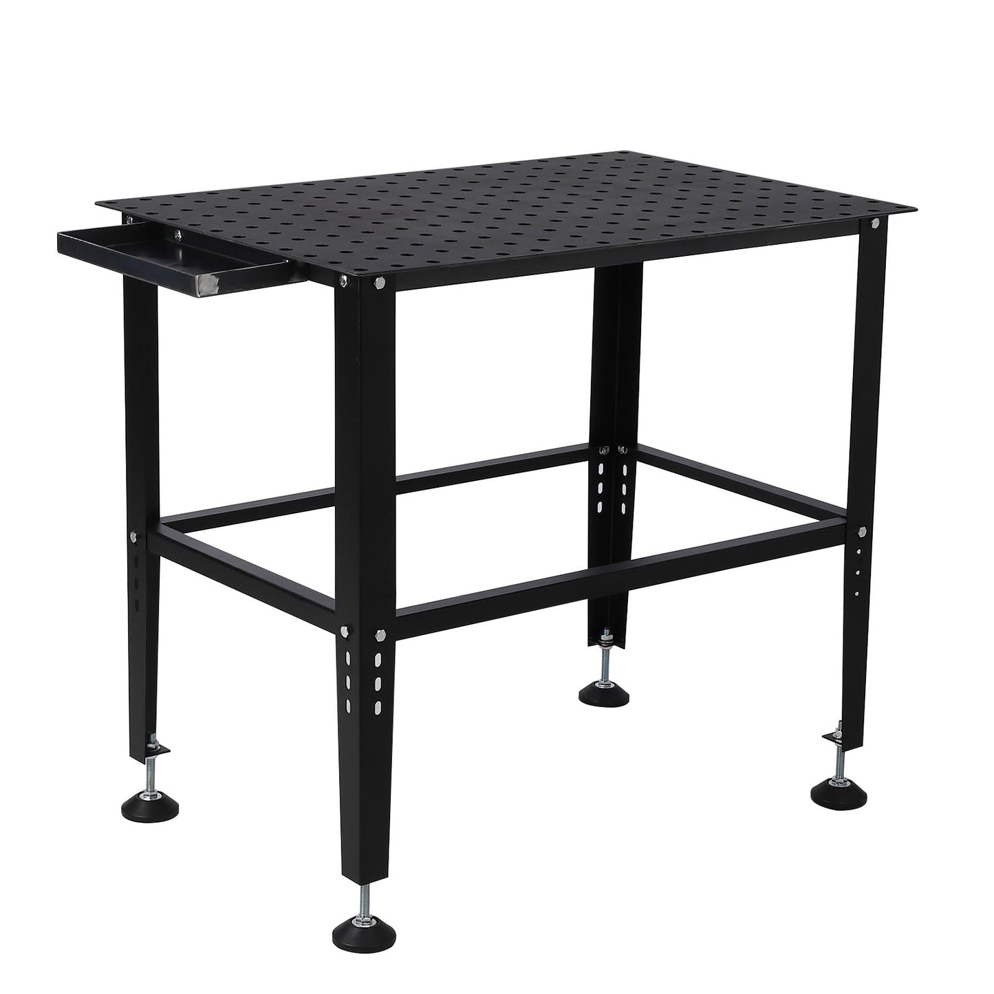 36"x24" Welding Table - Heavy Duty 1200LB Capacity Steel Workbench with Locking Casters, 5/8" Fixture Holes & Tool Tray, Portable Welding Work Table for Garage, Shop