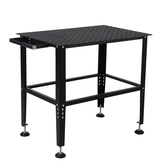 36"x24" Welding Table - Heavy Duty 1200LB Capacity Steel Workbench with Locking Casters, 5/8" Fixture Holes & Tool Tray, Portable Welding Work Table for Garage, Shop
