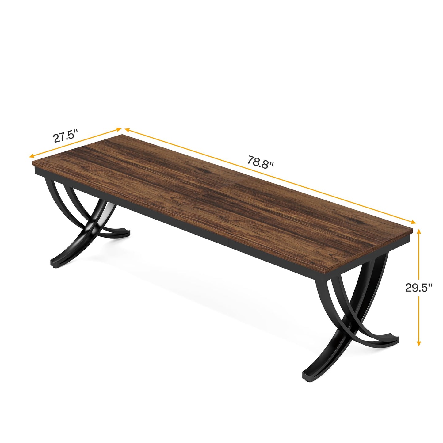 Tribesigns 6.5FT Conference Table for 6-8 People, 78 inch Long Rectangular Seminar Table with Strong Metal Frame, Business Boardroom Desk for Office Meeting Conference Room (1PC, Brown)