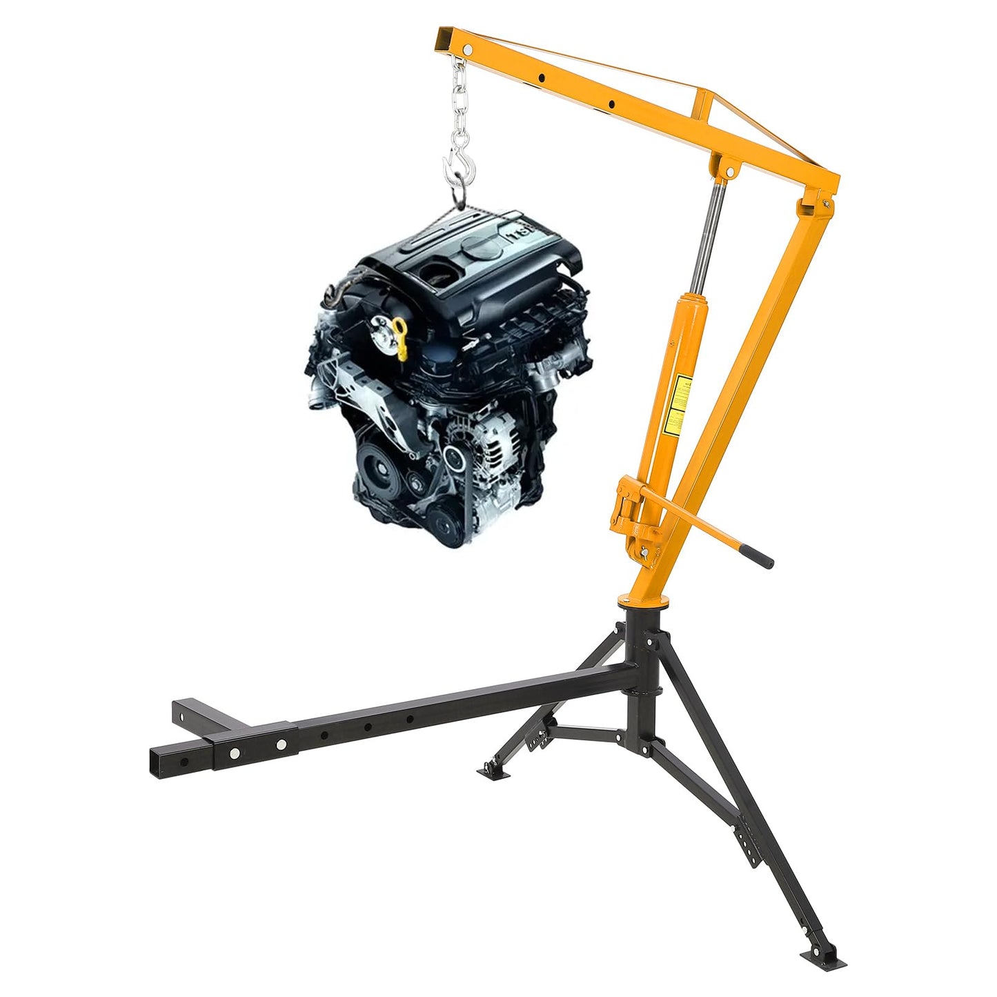 PioneerWorks Hydraulic Pickup Truck Crane, 360° Swivel Professional 2-Inch Hitch Receiver, 3 Adjustable Capacities: 500 Lbs, 750lbs, 1000 Lbs(Max) for Lifting Goods in Factory - Yellow