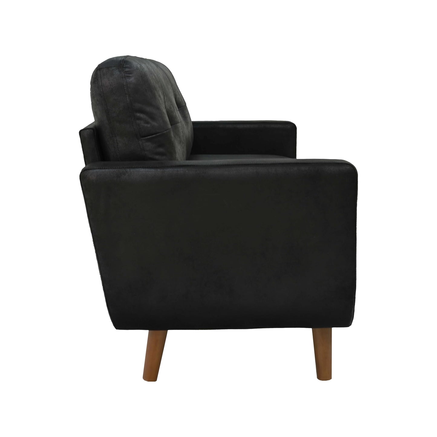 Eafurn Mid-Century Modern Loveseat Sofa Couch, 65” Small PU Leather Couch with Solid Wood Legs & Tufted Backrest, 2-Seater Faux Leather Settee for Living Room, Apartment, Office
