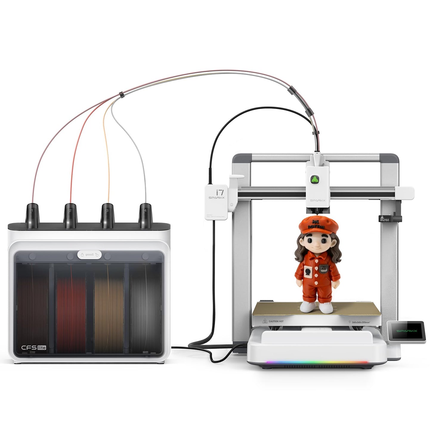 Creality SPARKX i7 Combo 3D Printer, Beginner-Friendly Multi-Color 3D Printer with AI Camera, Auto Leveling, Automatic Filament System, Direct Drive Extruder, WiFi Monitoring, 260×260×255mm