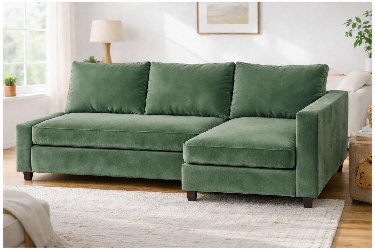 HomeTown Market Heavy Duty Velvet Friheten Sofa Cover Replacement Compatible with IKEA Friheten Sofa Bed Sleeper Sectional Corner Slipcover (Velvet Lighter Green Left)