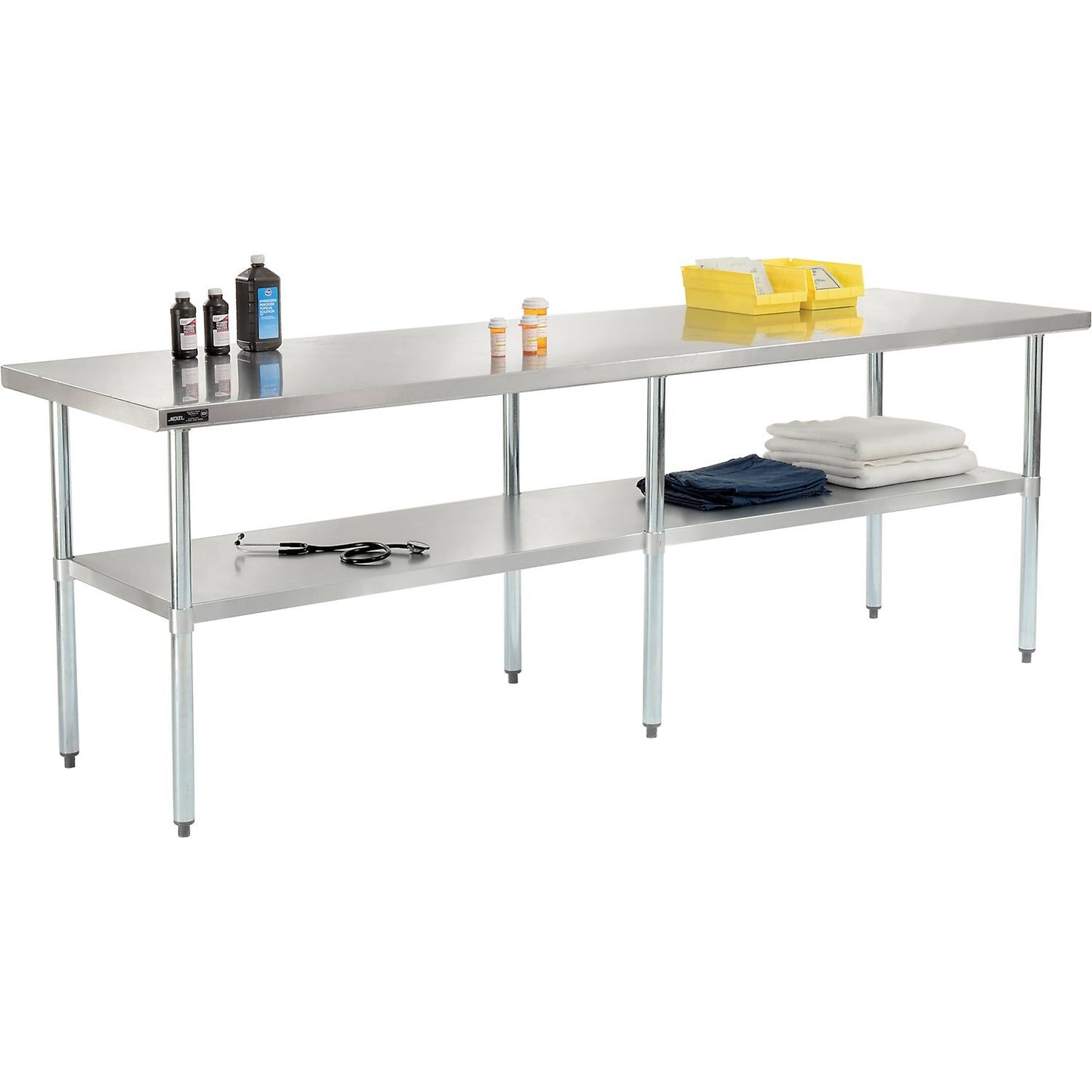 Nexel WB9630SS Stainless Steel Worktable With Under shelf, 96"W x 30"D x 35"H