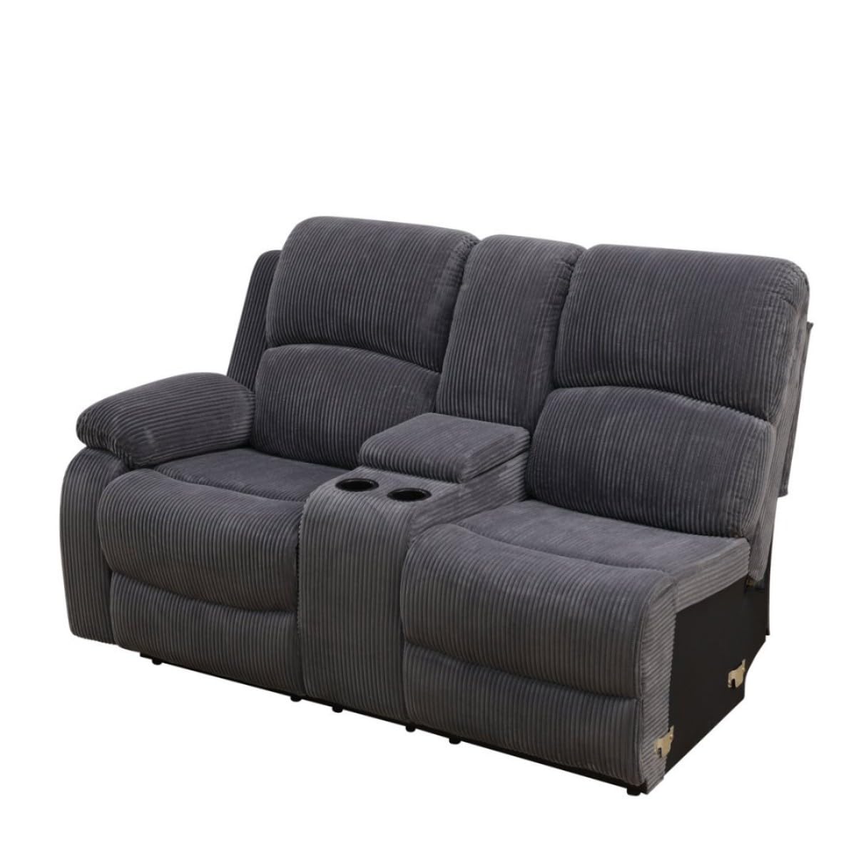 UOCFYK Reclining Sectional Sofa Set, L Shaped Recliner Couch with Cup Holder and Storage Console for Home Theater & Living Room, Dark Gray
