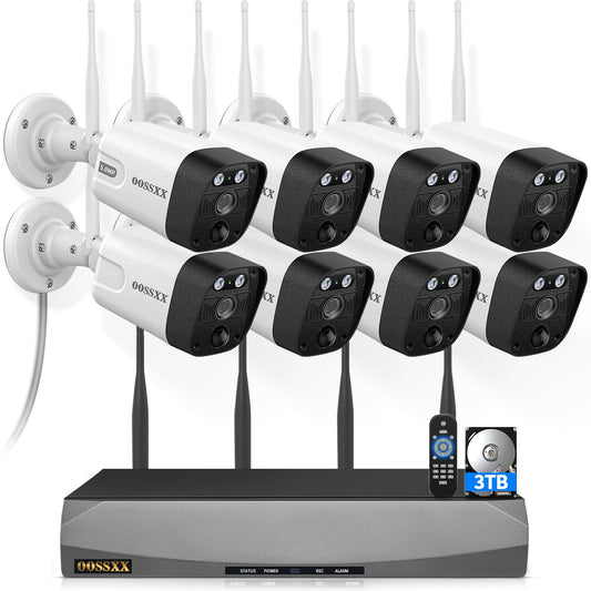 (2026 New) 5MP Wireless Security Camera System, 16CH NVR with 8 Dual-Antenna Outdoor Cameras, 3TB HDD, 130° Wide Angle, Dual-Band WiFi, 2-Way Audio, IP66 Waterproof, Free App, 55% Longer Range