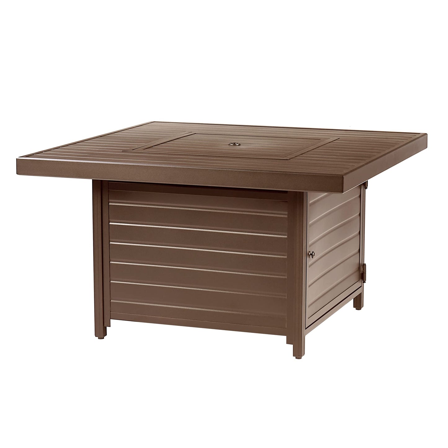 Oakland Living Square 42 in. x 42 in. Aluminum Propane Fire Pit Table with Glass Beads, Two Covers, Lid, 57,000 BTUs in Brown Finish