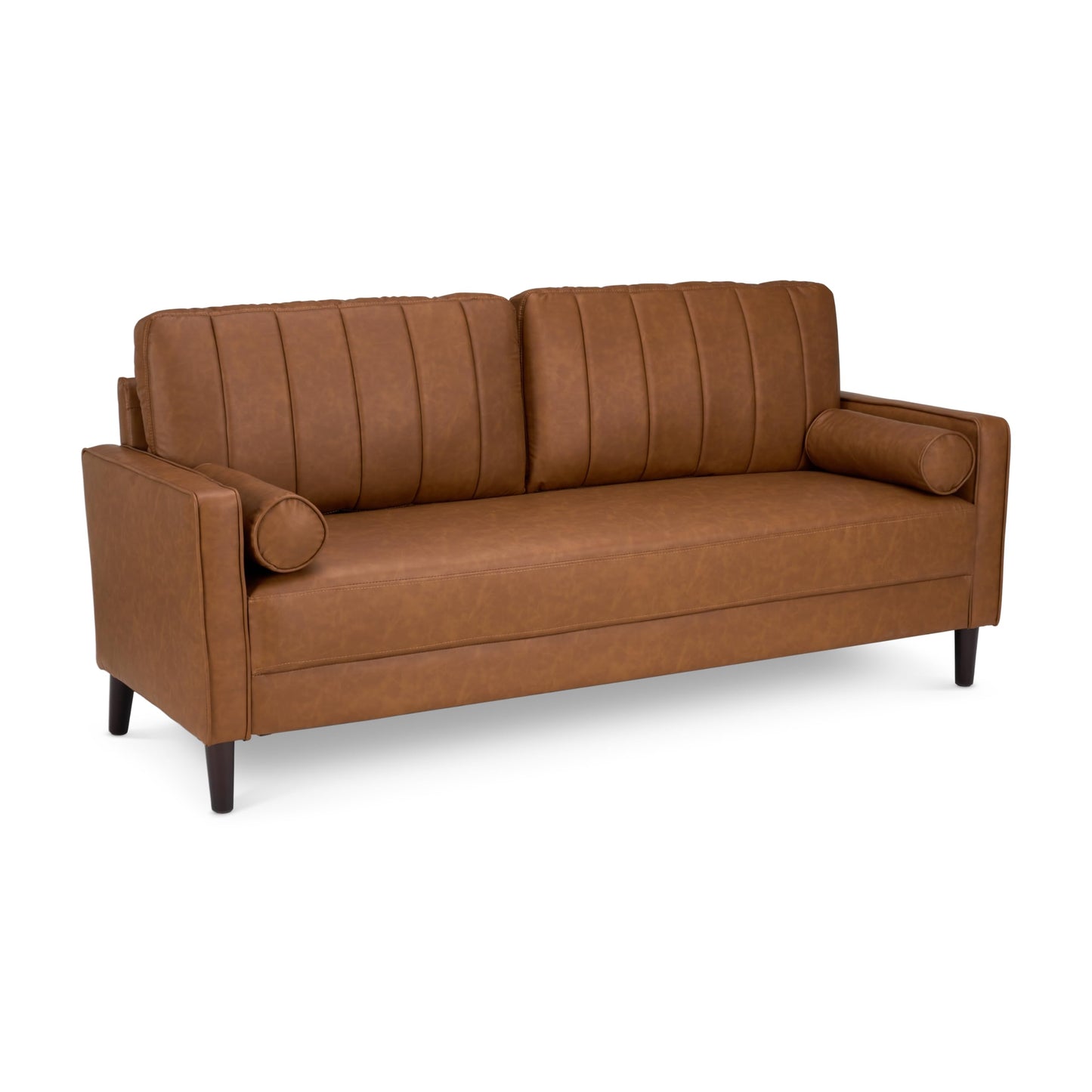 Bush Home 77-inch Sofa, Living Room Furniture, Max Collection, Buffed Camel Vegan Leather