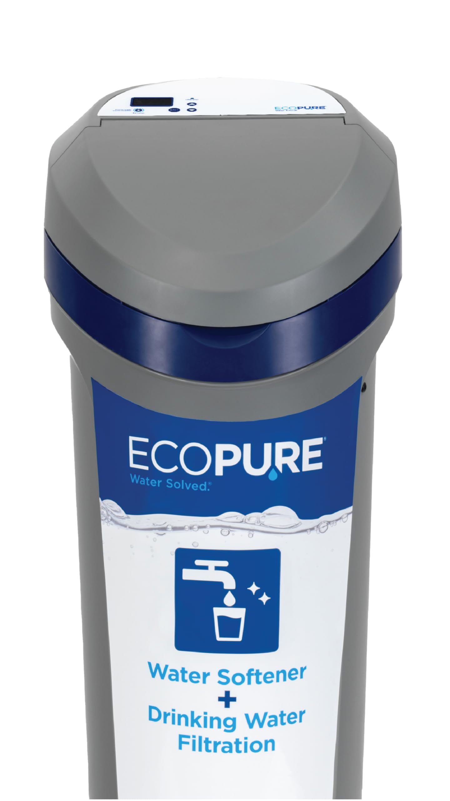 EcoPure EPH130 Whole House Water Softener & Filtration System – 2-in-1 Design for Soft & Better-Tasting Drinking Water, AutoSense AI Technology