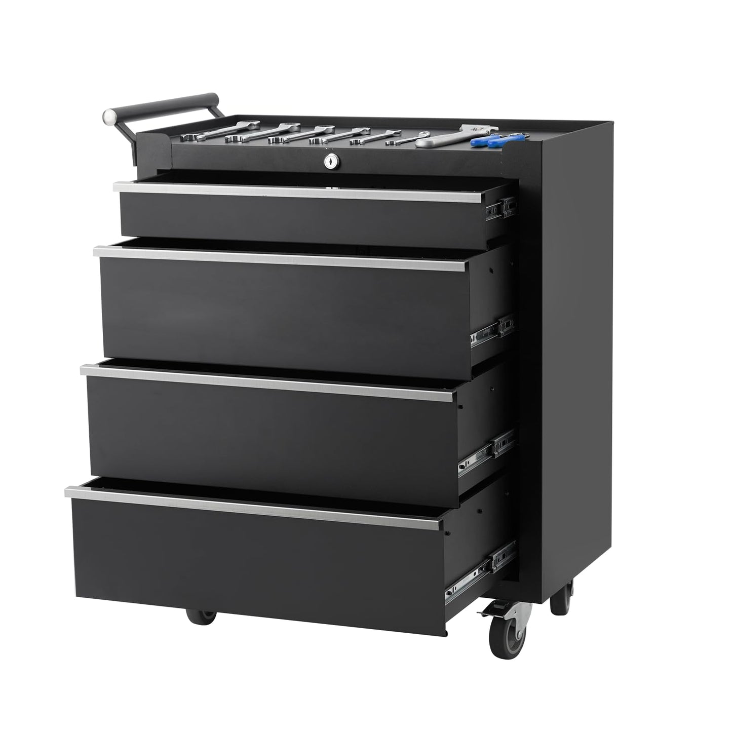 ActiveTrail 4-Drawer Rolling Tool Chest Cabinet,Portable Tool Storage Cart with Smooth Wheels,Lockable Toolbox Organizer with Drawer Liners,Heavy-Duty Steel Tool Cabinet for Garage and Workshop Use