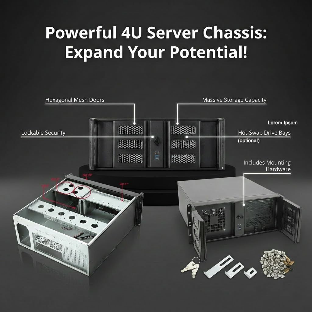 RackChoice 4U Rackmount Server Chassis with 3x5.25 Front Bays+7x3.5 +3x2.5 Drive Bays