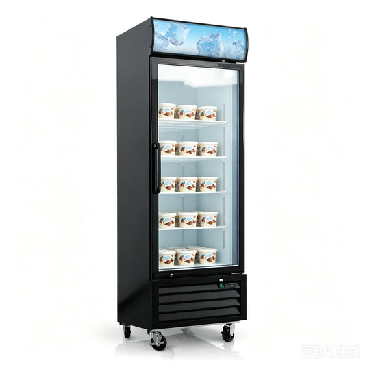 18 Cu.Ft Commercial Merchandiser Freezer,Commercial Display Freezer with Glass Door,Upright Freeze Storage w/Auto Defrost, ETL Certified, -8 to -1℉,for Supermarkets,Ice Cream,Black