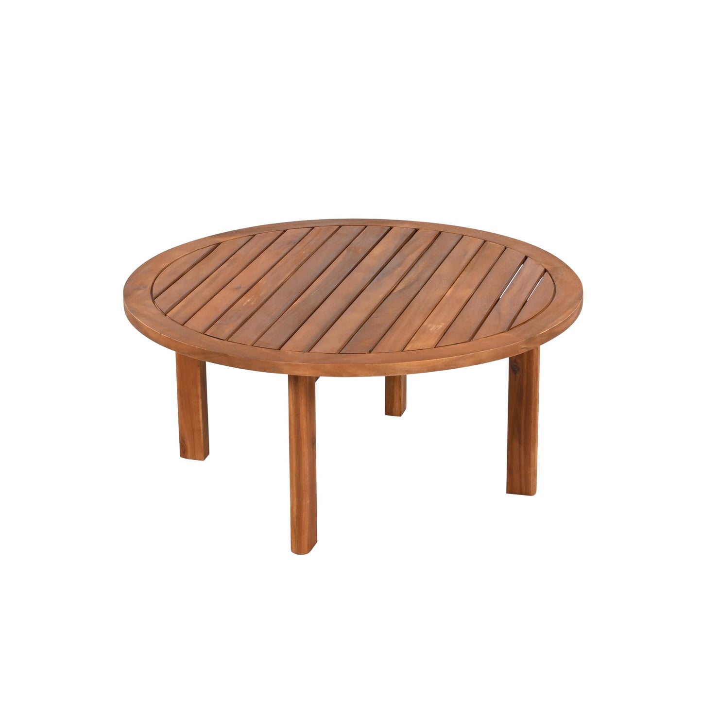 Merax 2 Pieces Acacia Wood Patio Furniture Set, Outdoor Woven Rope Conversation Sets with Deep Seating Soft Cushions Loveseat and Round Coffee Table for Backyard, Porch, Balcony, Garden, Teak & Beige