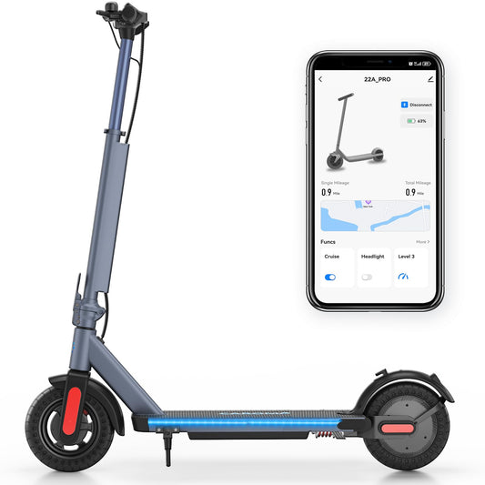 Caroma Adult Electric Scooter 350W, Max 20 Miles & 20 Mph, 9" Solid Tires Electric Scooters for Adults, Height Adjustable E Scooter, Foldable Commuting Scooter Electric, 265Lbs Load, Matte Blue