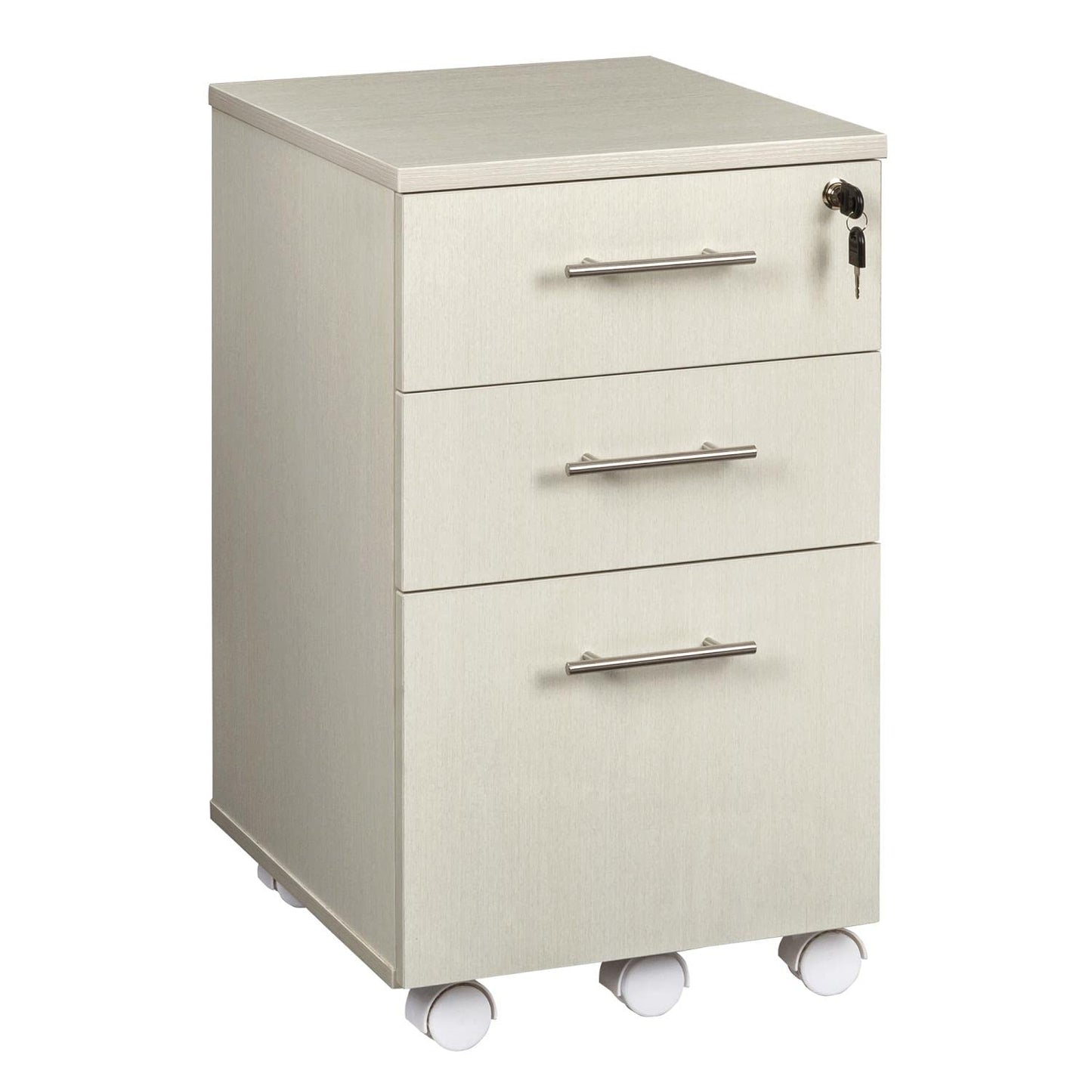Safco Mayline MNBBFTSS Medina 3-Drawer Lockable Mobile File Cabinet, 26.75"H, Textured Sea Salt Laminate