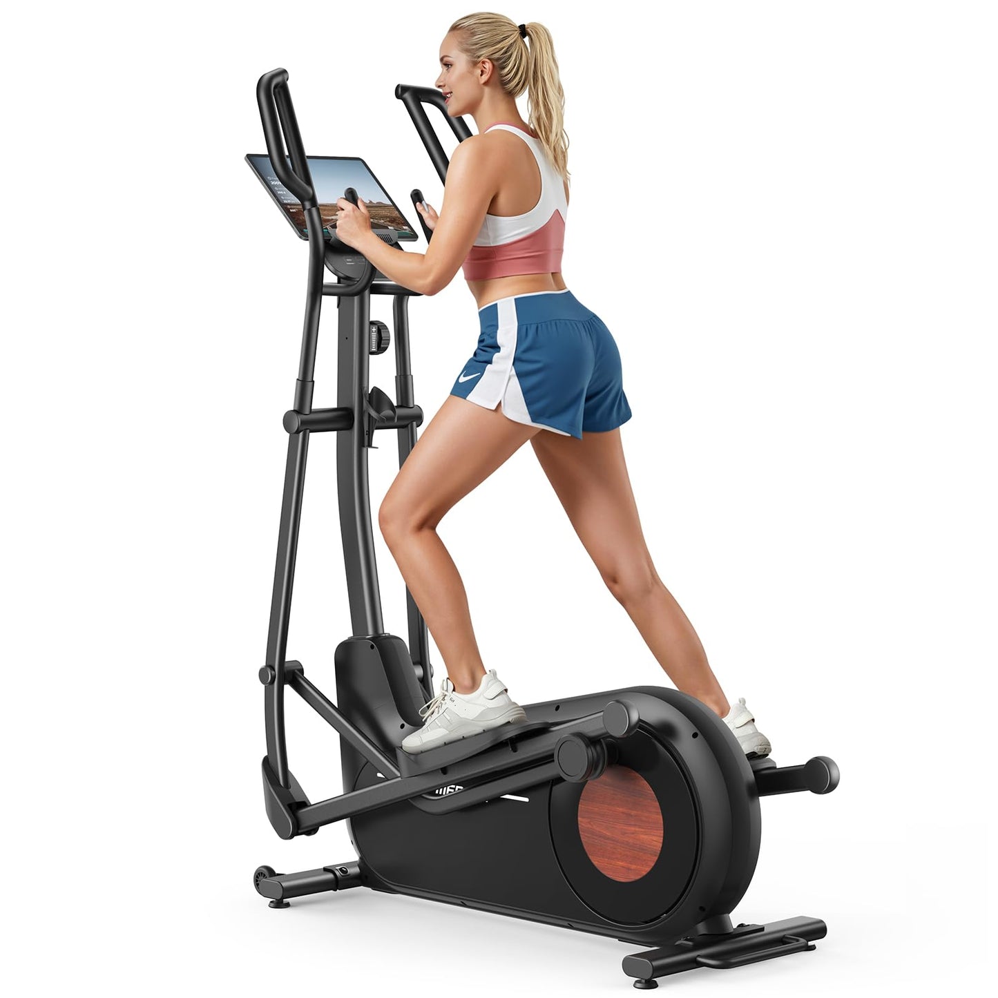 MERACH Elliptical Machine, Elliptical Exercise Machine for Home Self-Powered with Hyper-Quiet Magnetic Drive, Elliptical Training Machines with 16.5IN-19IN Stride, Smart Automatic Resistance