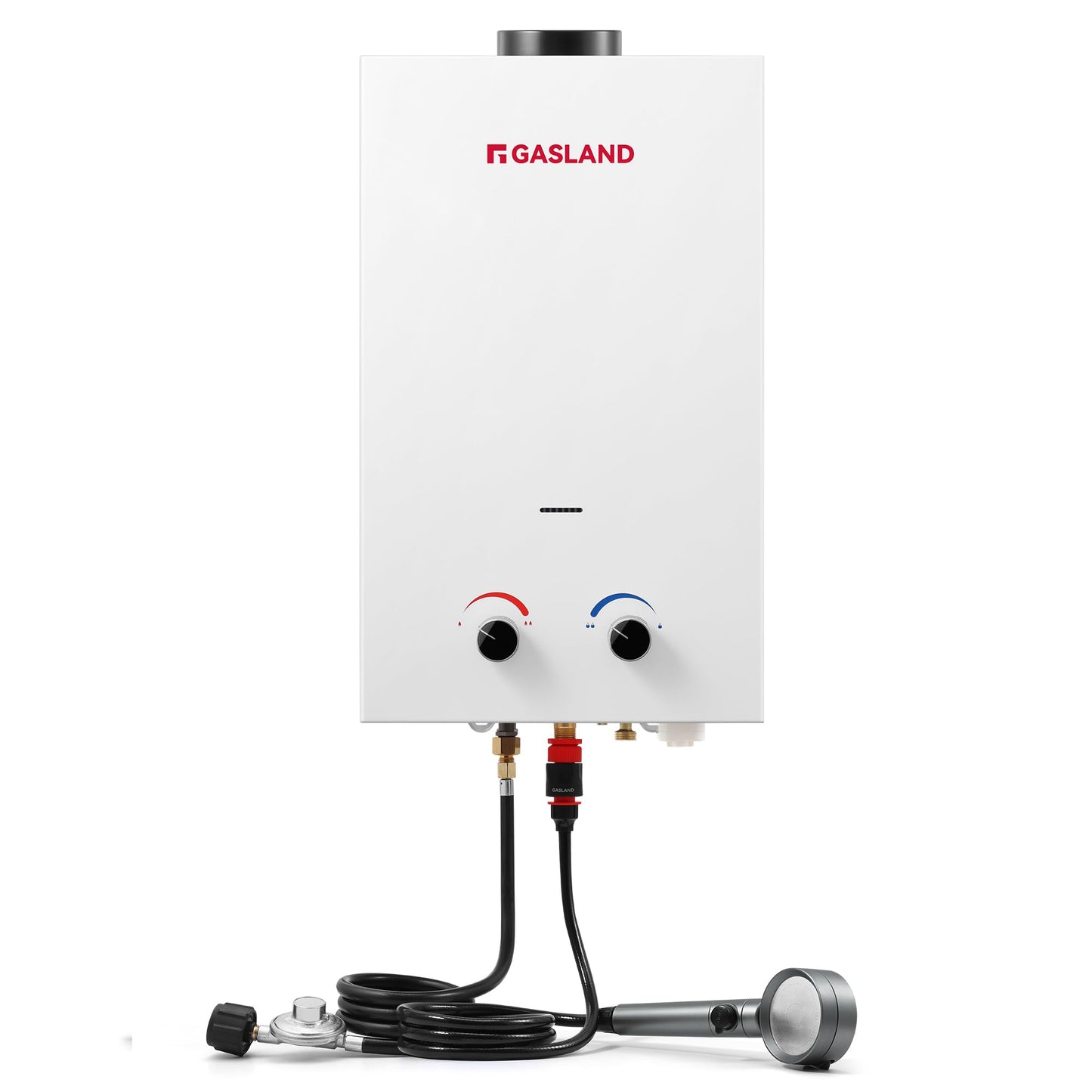 GASLAND BS318 Outdoor Propane Tankless Water Heater 3.18GPM, 12L Portable Hot Water Heater for Cabin, Barn, Camping, RV, Overheating Protection, Easy to Install, White