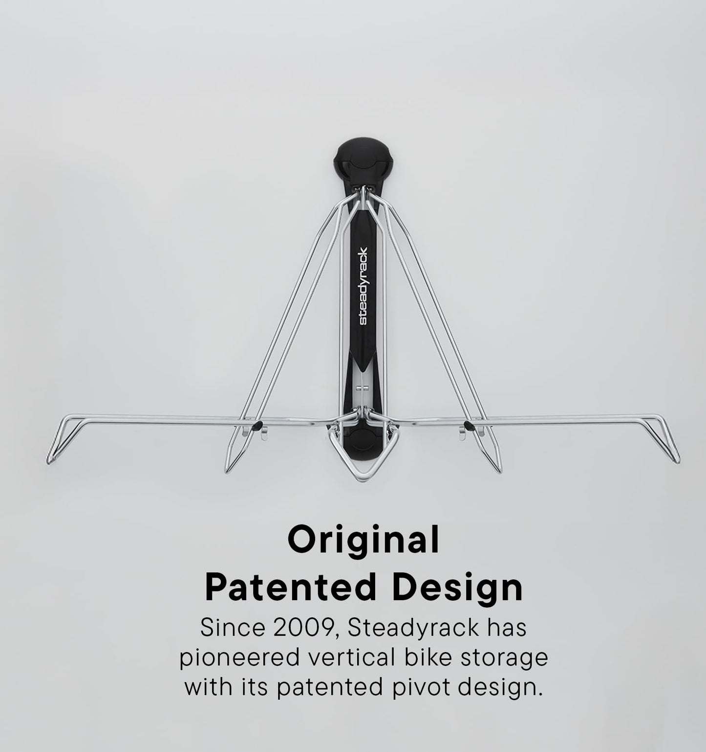 Steadyrack Bike Rack – Pivoting Mountain Bike Rack, Holds Up to 77 lbs, Fits 24"-29" Wheels, 2.1"-2.8" Tires, Foldable Wall Mount for Space-Saving Bicycle Storage - 2 Pack