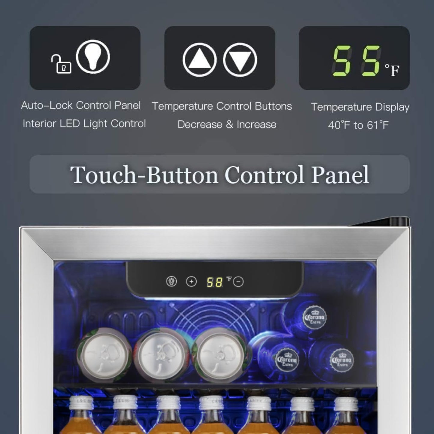 Antarctic Star Beverage Refrigerator Cooler -120 Can Glass Door Mini Fridge, for Soda Cola Beer or Wine Constant Glass Door Small Drink Dispenser Clear Front for Home, Bar 3.2cu.ft