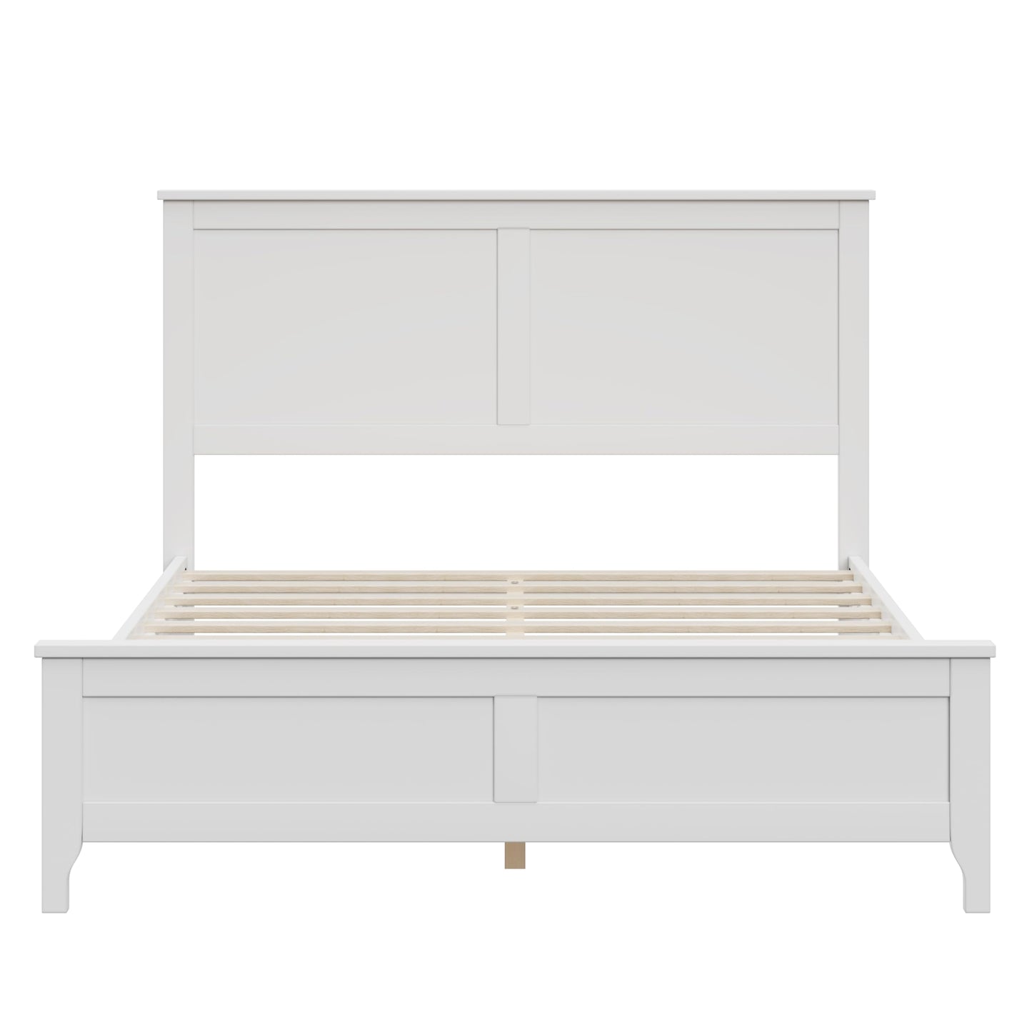 Ball & Cast Full Size Bed Frame, Solid Wood Platfrom Bed Frame Full with Headboard, Wood Slat Support, No Box Spring Needed, Easy Assembly,Noise Free,White