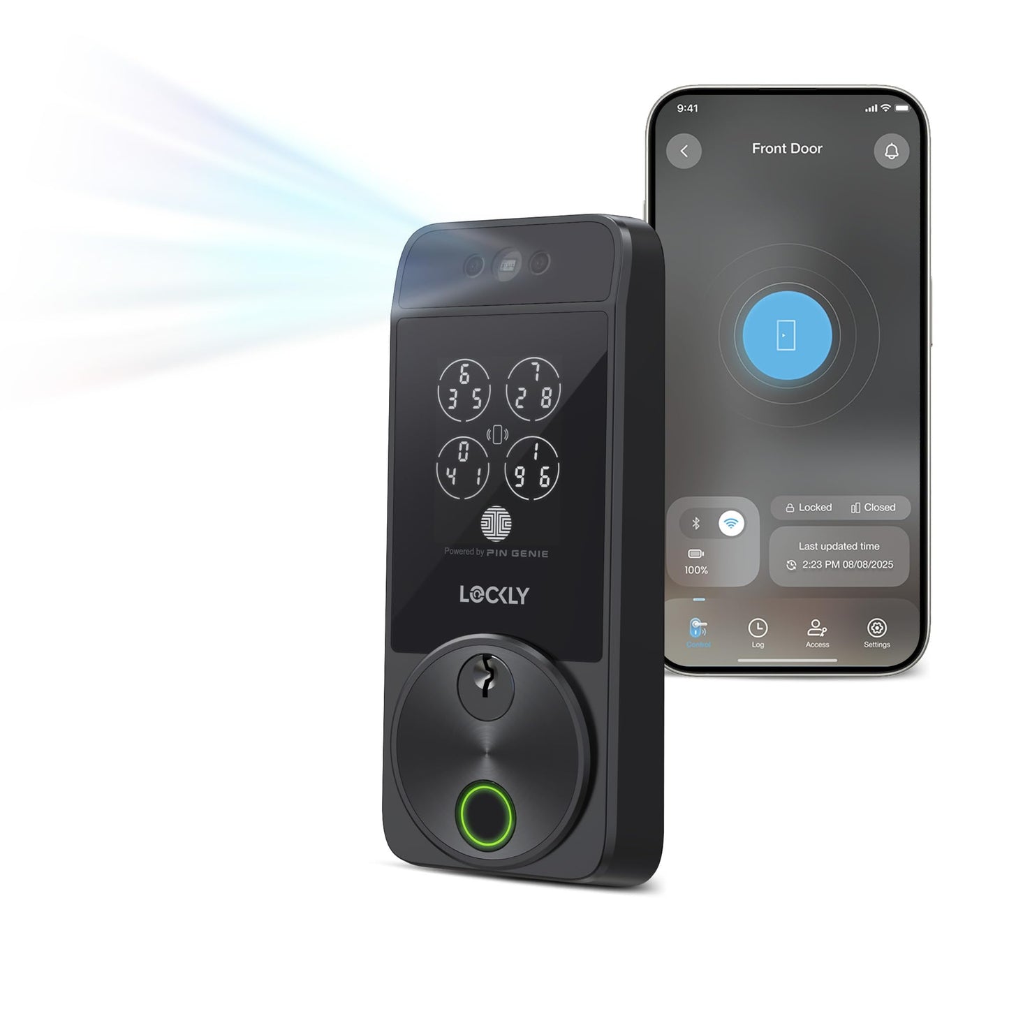 Lockly Visage Zeno Series Smart Lock, Facial Recognition & Fingerprint Keyless Entry Door Lock, Built-in Wi-Fi Deadbolt with Apple Home Key, PIN Genie Keypad, App Remote Control, Easy Installation