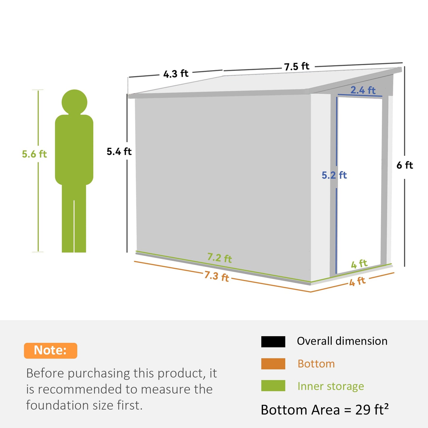 Outsunny 4' x 8' Metal Outdoor Storage Shed, Lean to Storage Shed, Garden Tool Storage House with Lockable Door and 2 Air Vents for Backyard, Patio, Lawn, Brown