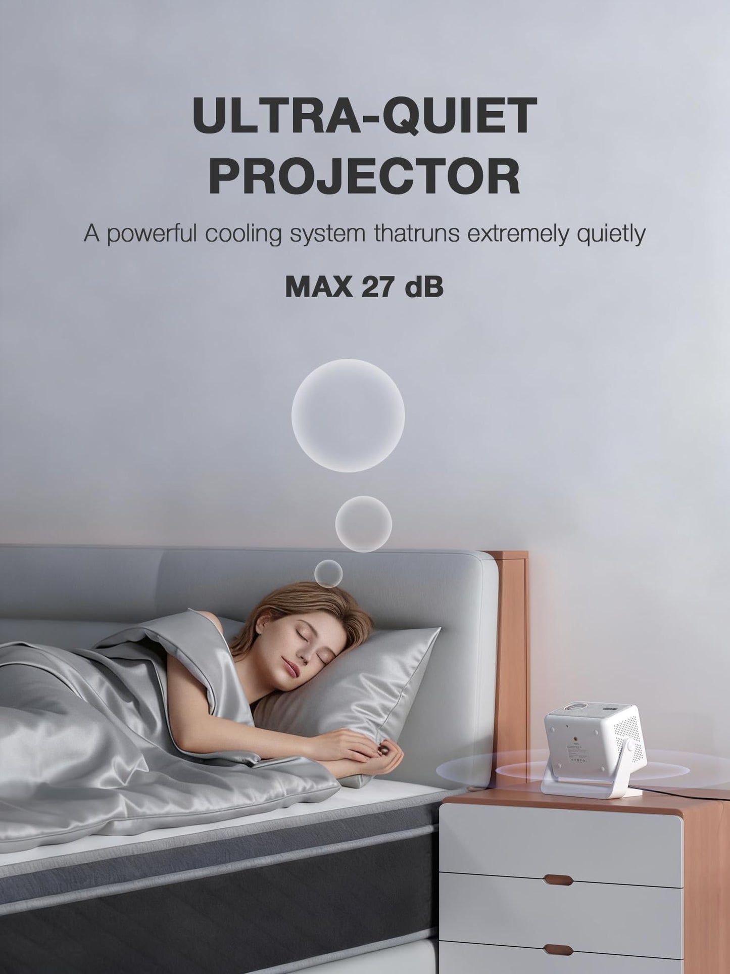 [Now with Netflix & 3000 ANSI] 4K Projector with WiFi and Bluetooth,TOF Real-Time Auto Focus Smart Projector, Upgrade for AuKing Overhead Projectors Theater Proyector with Omni-Adjustable(off white)