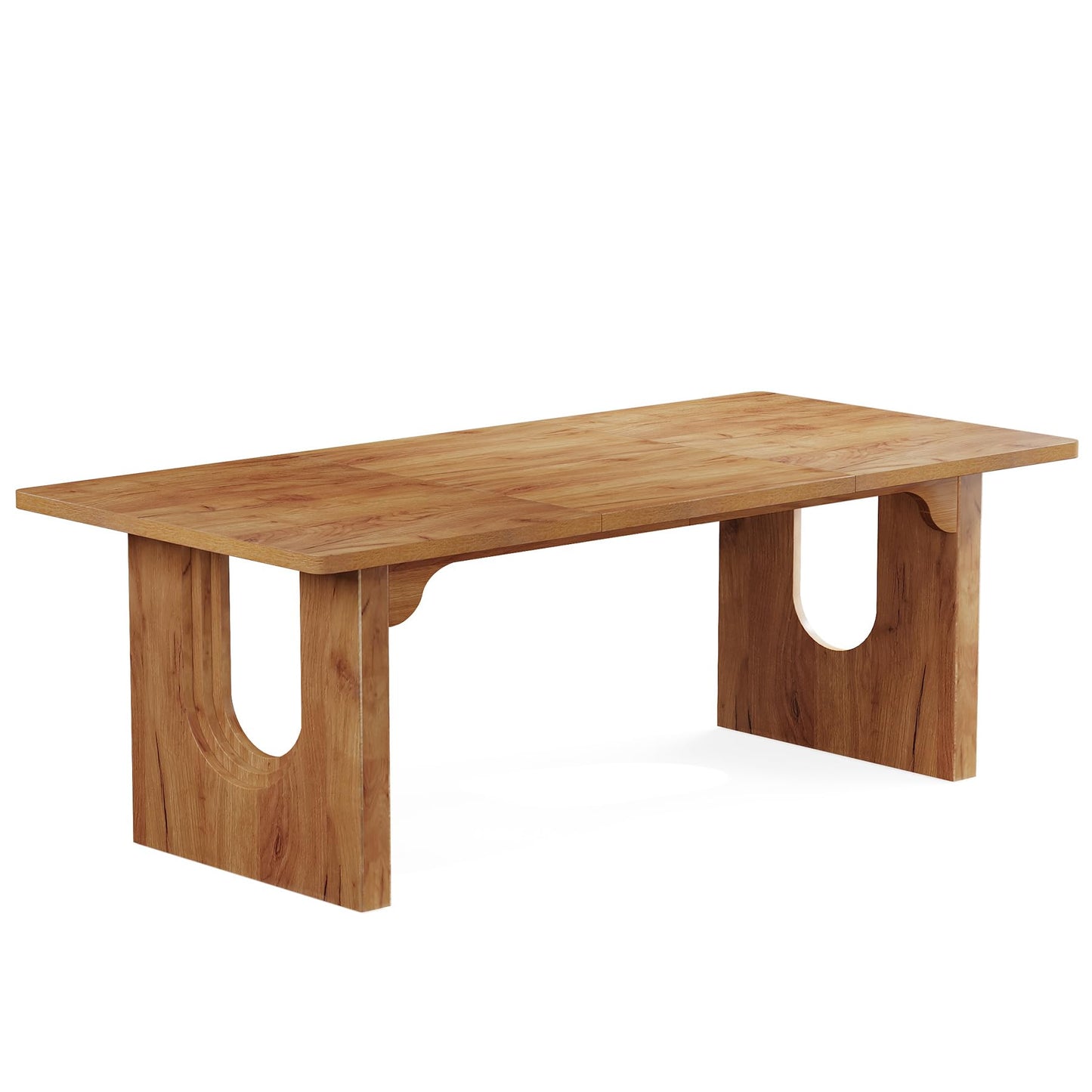 Tribesigns Modern Dining Table for 6 to 8 People, 71" Large Kitchen Dining Table with Wood Pedestal Base, Rectangular Long Dinner Table for Kitchen, Dining Room, Living Room, Rustic Brown