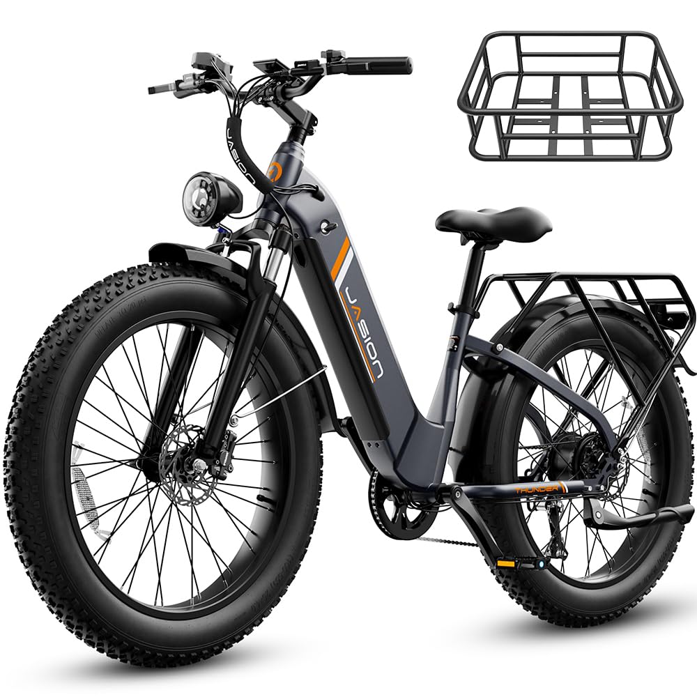 Jasion Thunder Electric Bike for Adults,1800W Peak Fat Tire E Bikes,26''x 4'',80 Miles with 864Wh Removable Battery Ebike, 30+MPH Max Speed Bicycles,Hydraulic Brakes,Front Suspension