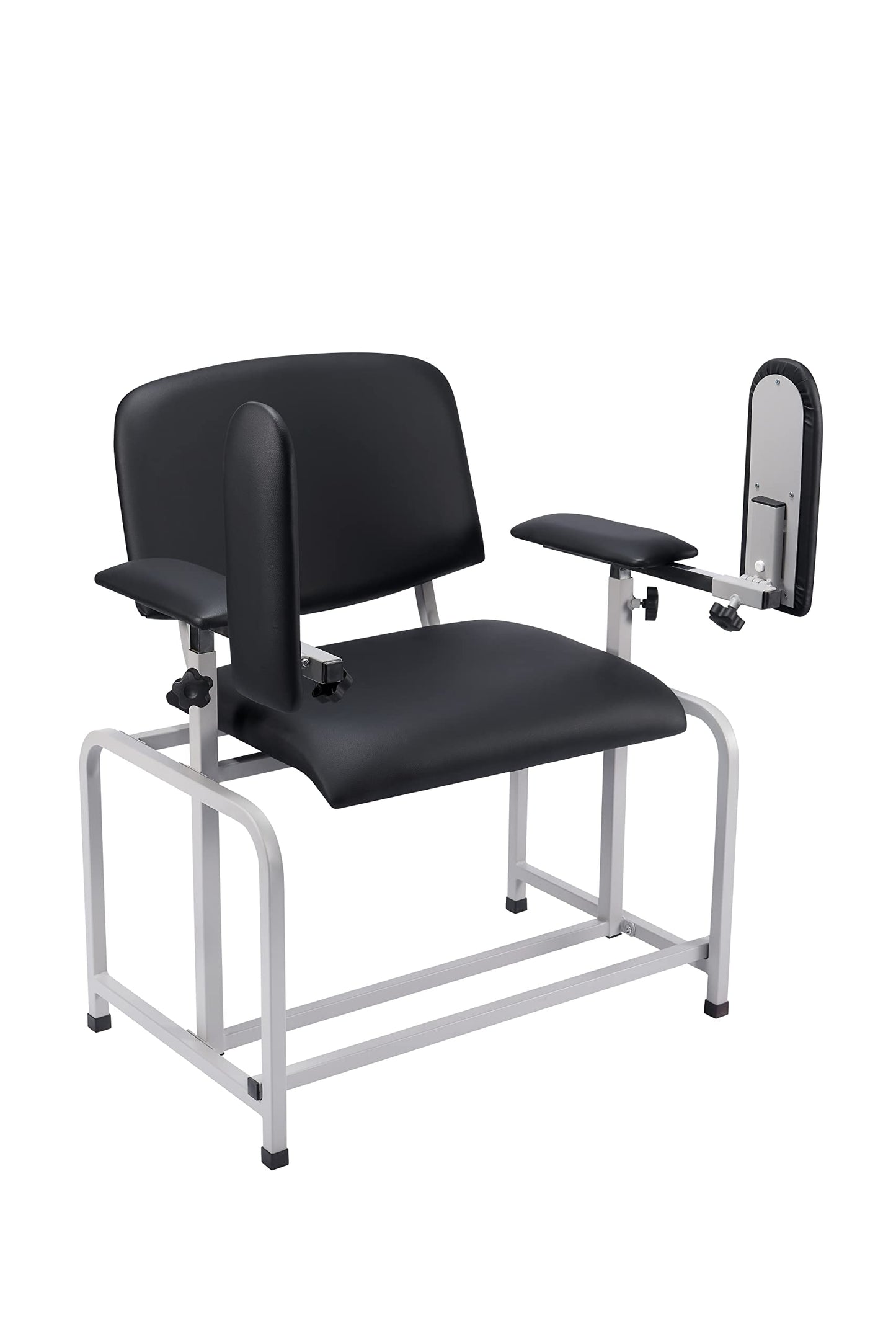 VivaComfort Black 500 lbs Weight Capacity Bariatric Wide Padded Blood Drawing Chair, Phlebotomy Chair with Adjustable Armrest, 35" H x 18" L x 29"W, Blood Draw Chair, Medical Chair