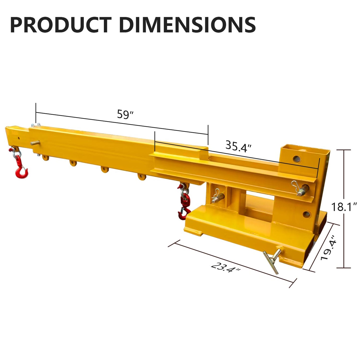 Forklift Crane Attachment, 6000LB Manual Telescopic Jib Boom with Adjustable Holes, Heavy Duty Steel Construction for Warehouse, Factory, Construction Lifting
