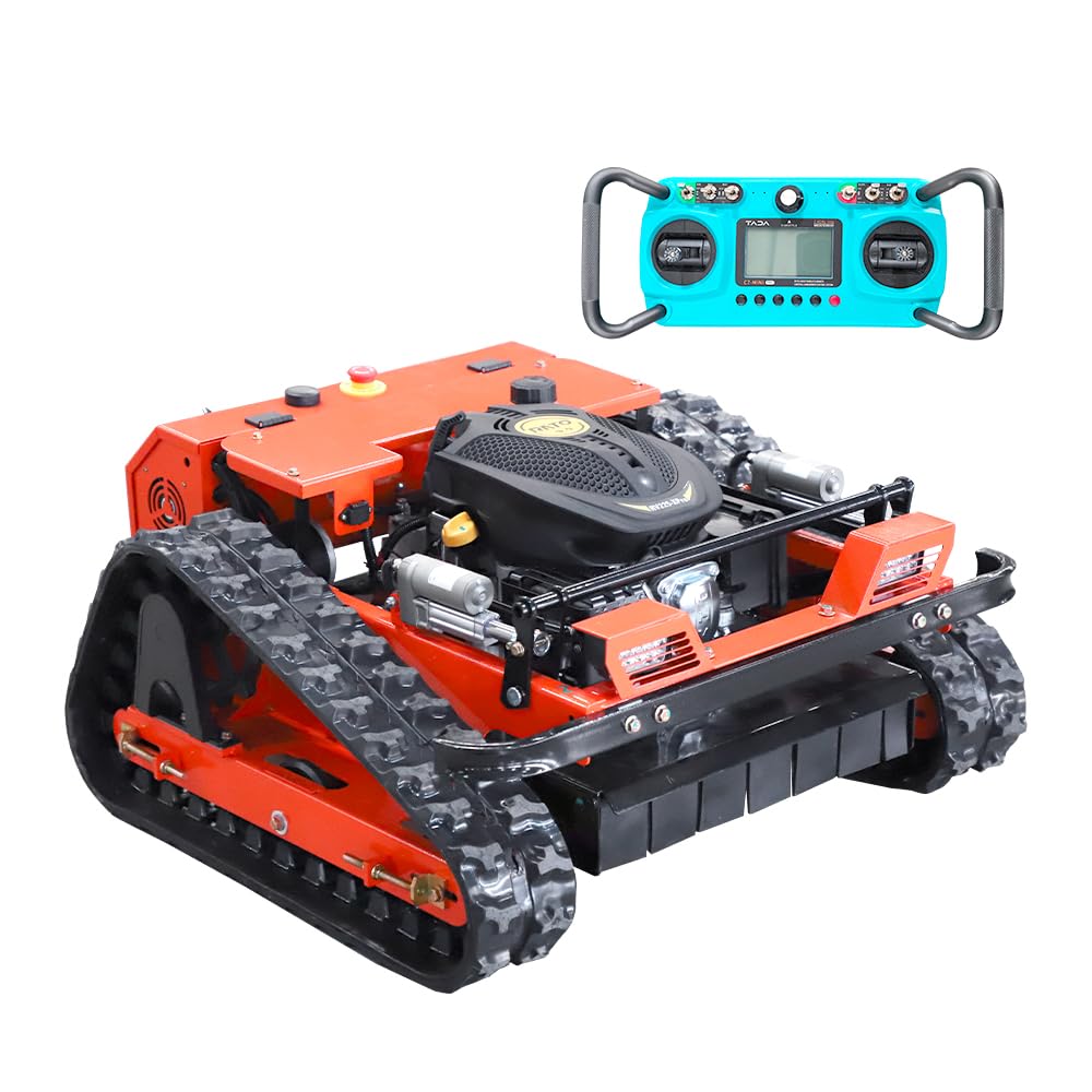 INFRONT Remote Control Lawn Mower - All Terrain Tracks, 45° Slope Climbing, Gas Electric Hybrid, High Power Strong Mower