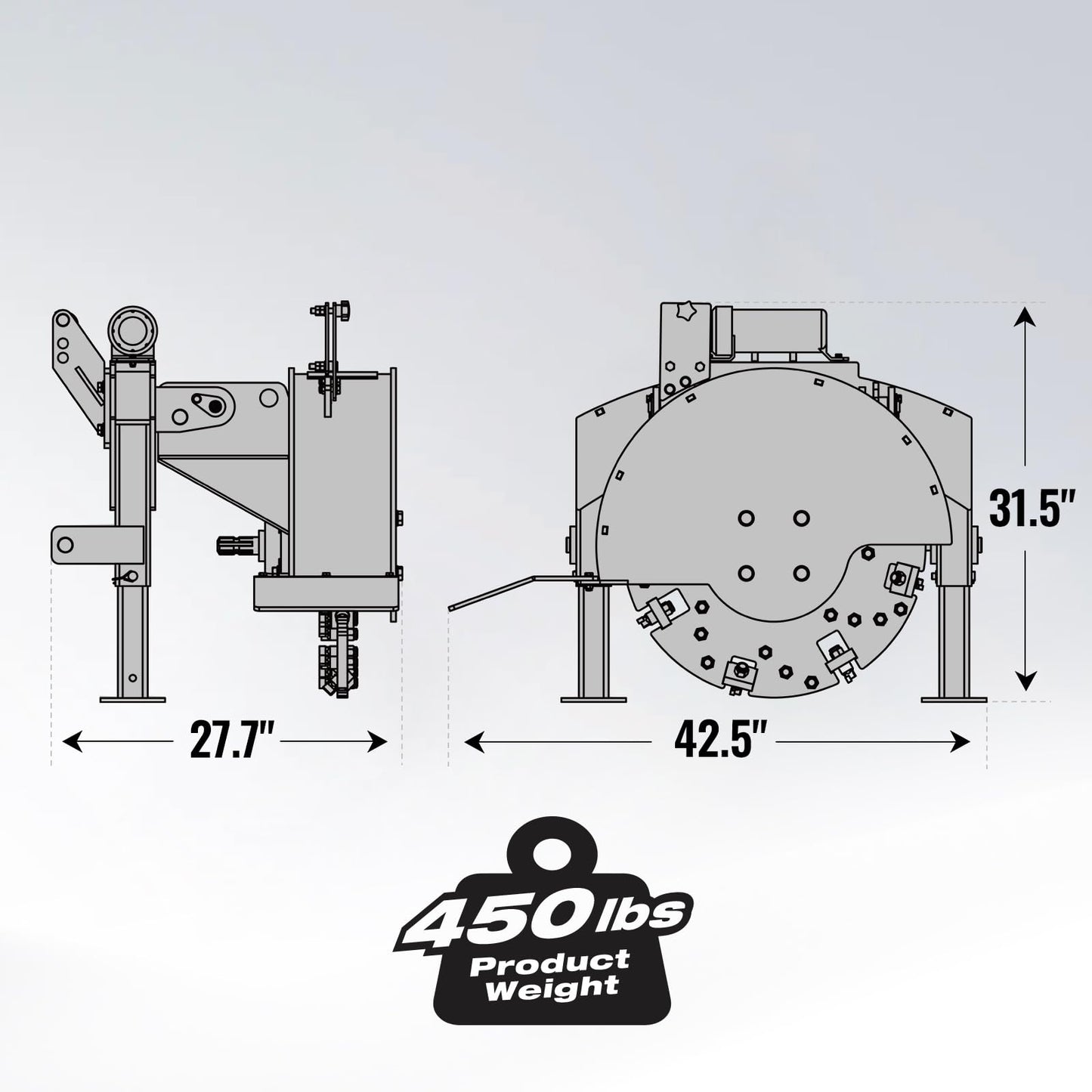 MechMaxx Heavy Duty 3-Point PTO Powered Stump Root Grinder For 15-45HP Tractors With 34 Carbide Teeth, 6'' Cutting Depth, 24'' Flywheel Diameter, Model SG24 Green
