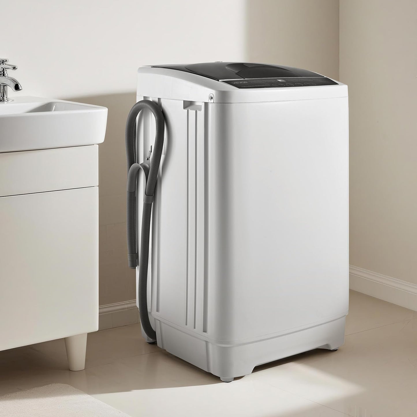 VEVOR Portable Washing Machine, Portable Washer 1.3 cu.ft with LED Display, Stainless Steel Drum, 8 Wash Programs & 6 Adjustable Water Levels, Portable Washer Machine for Apartments, RVs, and Dorms
