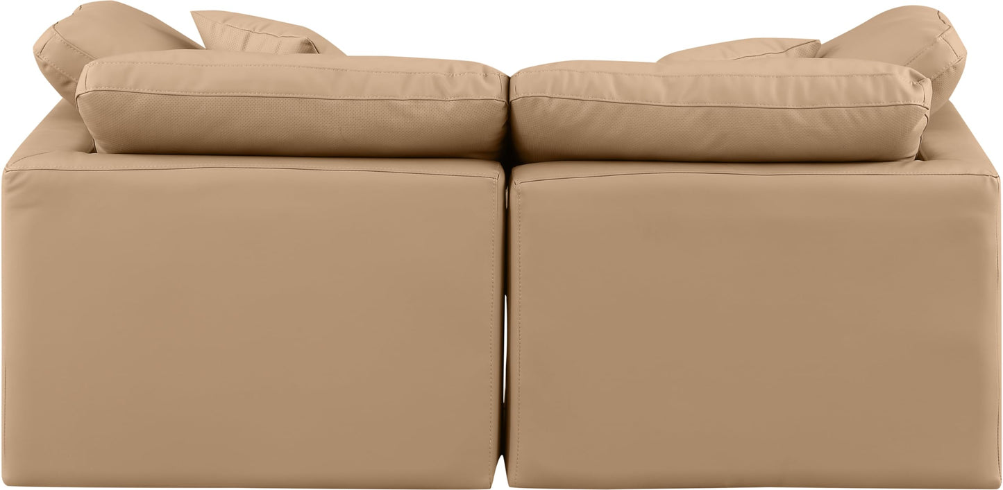 Meridian Furniture 146Tan-S70 Indulge Collection Modern | Contemporary Modular Sofa with Soft Tan Durable Vegan Leather, Fiber-Filled Cushions, Modular, 70" W x 35" D x 32" H, Tan