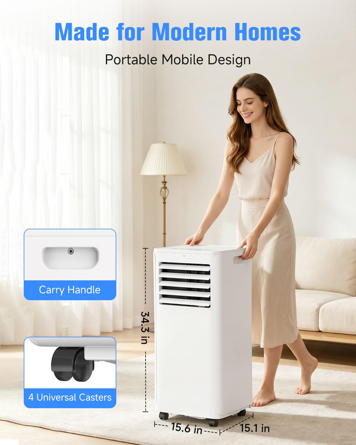 12000 BTU Portable Air Conditioner, 3-in-1 AC Unit with Dehumidifier & Fan Mode, Quiet Operation for Bedroom, Cools up to 550 sq.ft, 24-Hour Timer, Remote & Window Installation Kit Included