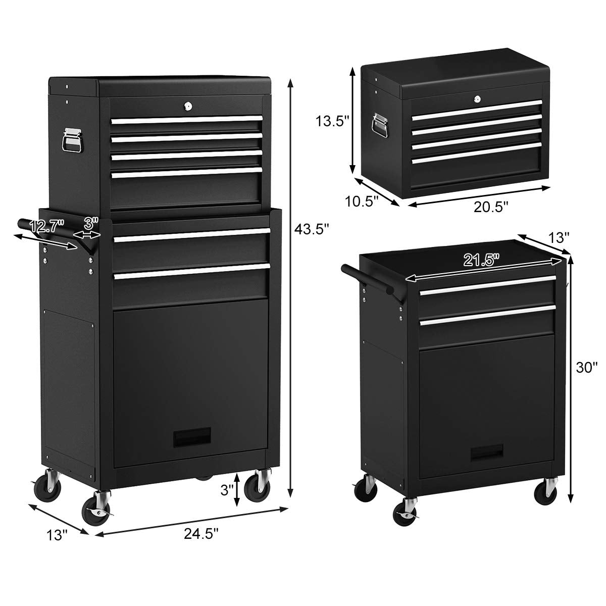 Goplus Rolling Tool Chest, 6-Drawer Tool Box Organizer w/Auto Locking System & Lockable Wheels & Sliding Drawers & Detachable Top, Tool Storage Cabinet for Garage Workshop (Black) …