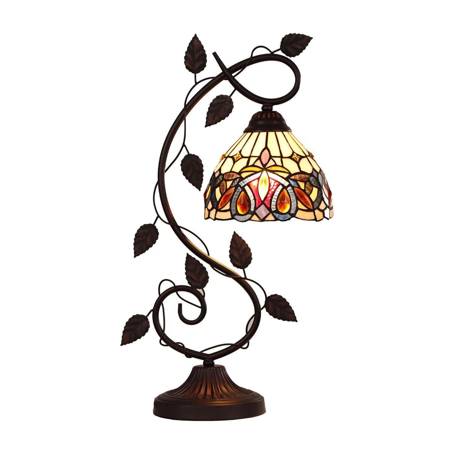 Chloe Lighting Tiffany-Style Table Lamp, Dark Bronze, 8in Wide, Multicolor, Model CH3T353BV08-NT1