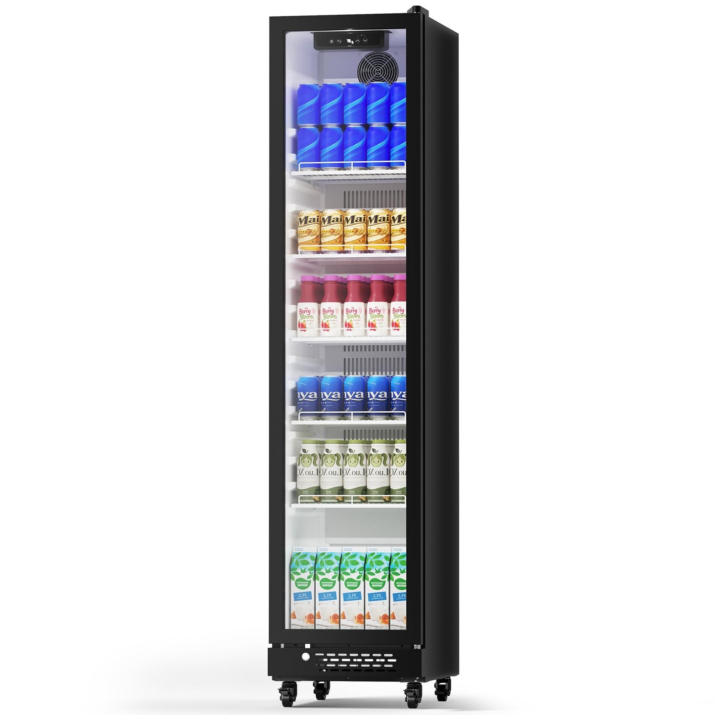 Electactic Wine Refrigerator 8.3 Cu.Ft Glass Door Beverage Cooler Freestanding Refrigerator Counter Commercial Merchandiser w/Large Capacity Advanced Cooling System LED Light Adjustable Shelves Black
