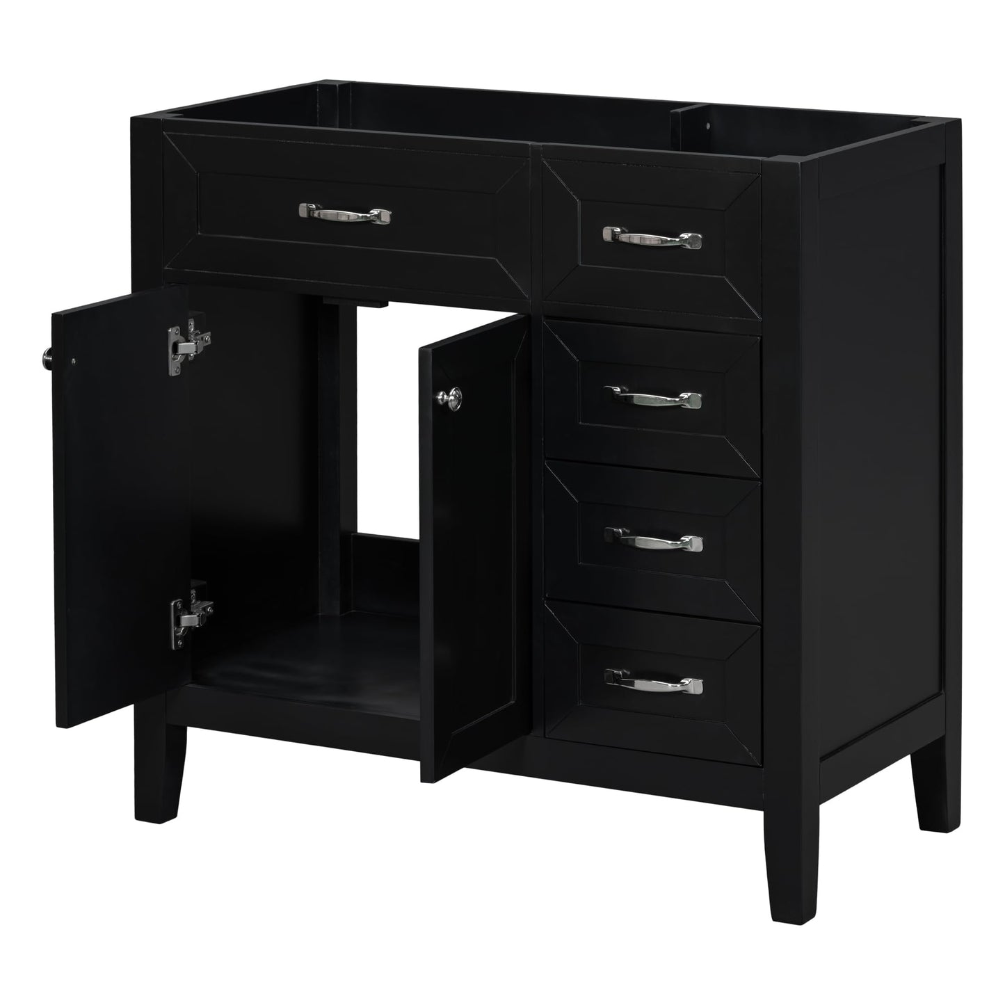 KTATK 36" Bathroom Vanity Without Sink,Cabinet Base Only,Solid Wood Cabinets Basin Vessel Set with 3 Drawers,Water-Proof,Stain Proof,Ample Enclosed Storage Spaces,Black