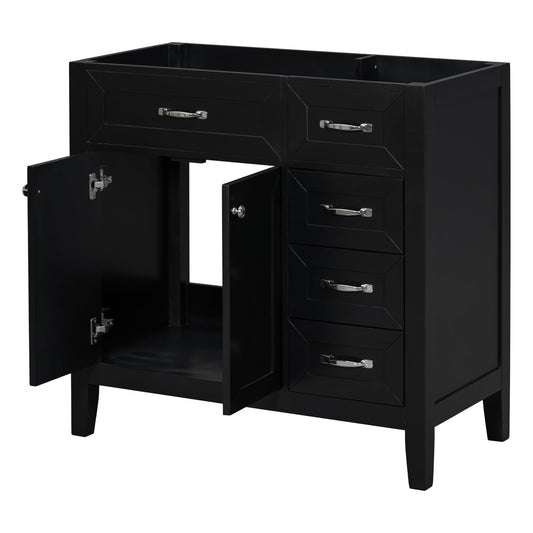 KTATK 36" Bathroom Vanity Without Sink,Cabinet Base Only,Solid Wood Cabinets Basin Vessel Set with 3 Drawers,Water-Proof,Stain Proof,Ample Enclosed Storage Spaces,Black