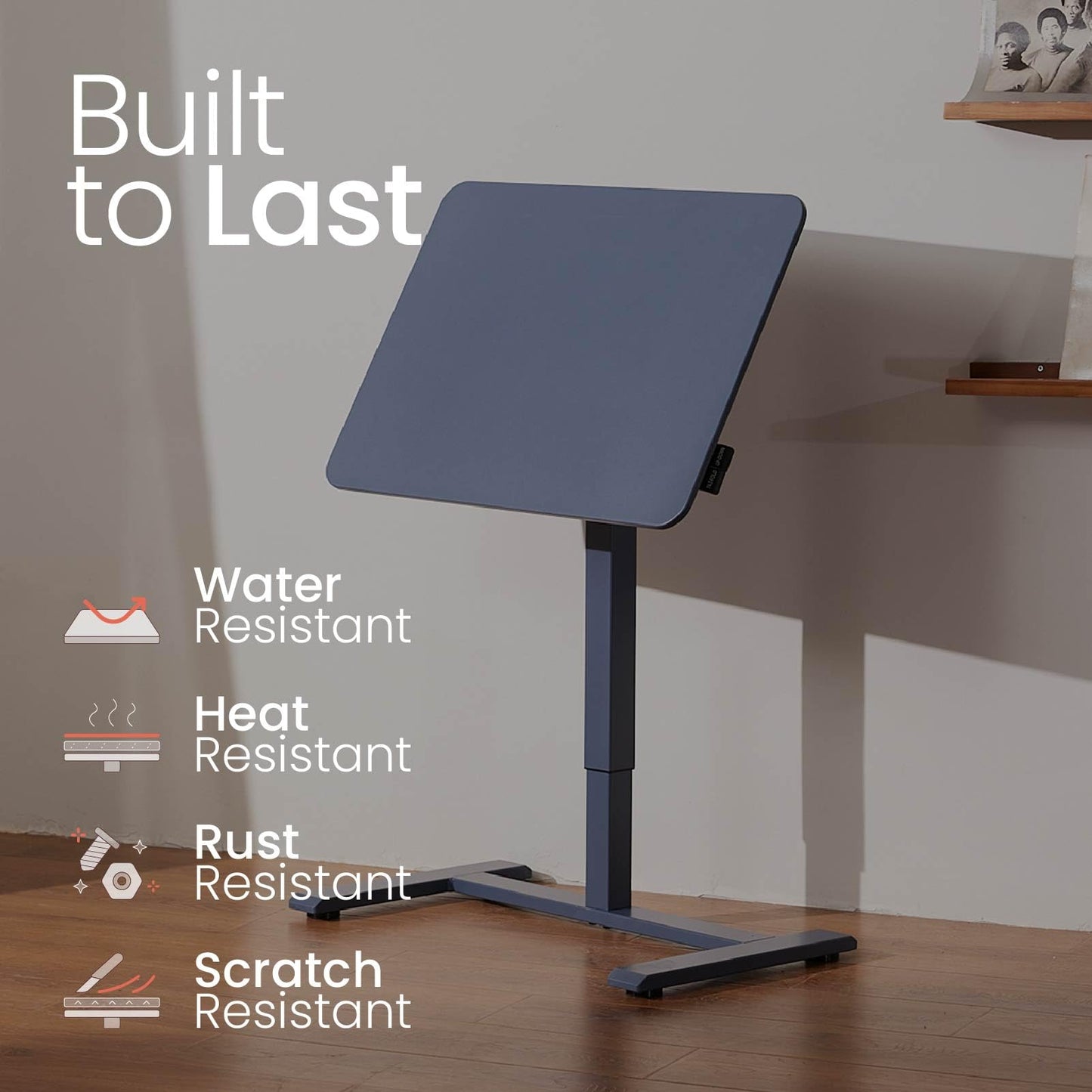 TopJob ANYDESK FOLD Mobile Standing Desk, Portable with Lockable Wheels, Foldable Stand Desk, Rolling Computer Workstations, Used for Home, Couch Side Table, Bedside Table in Bed Room Kitchen (Black)