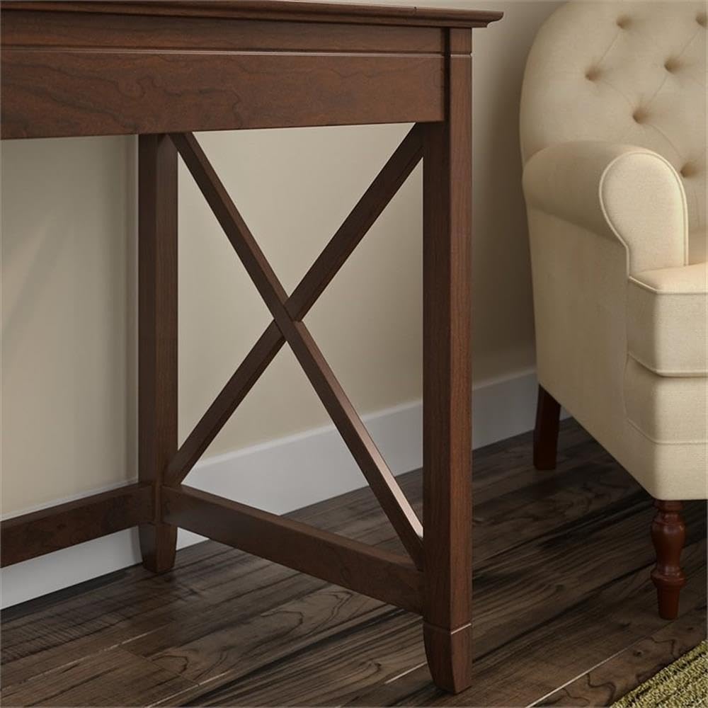Bush Home Key West 54W Computer Desk with 2 Drawer Lateral File Cabinet and 5 Shelf Bookcase in Bing Cherry