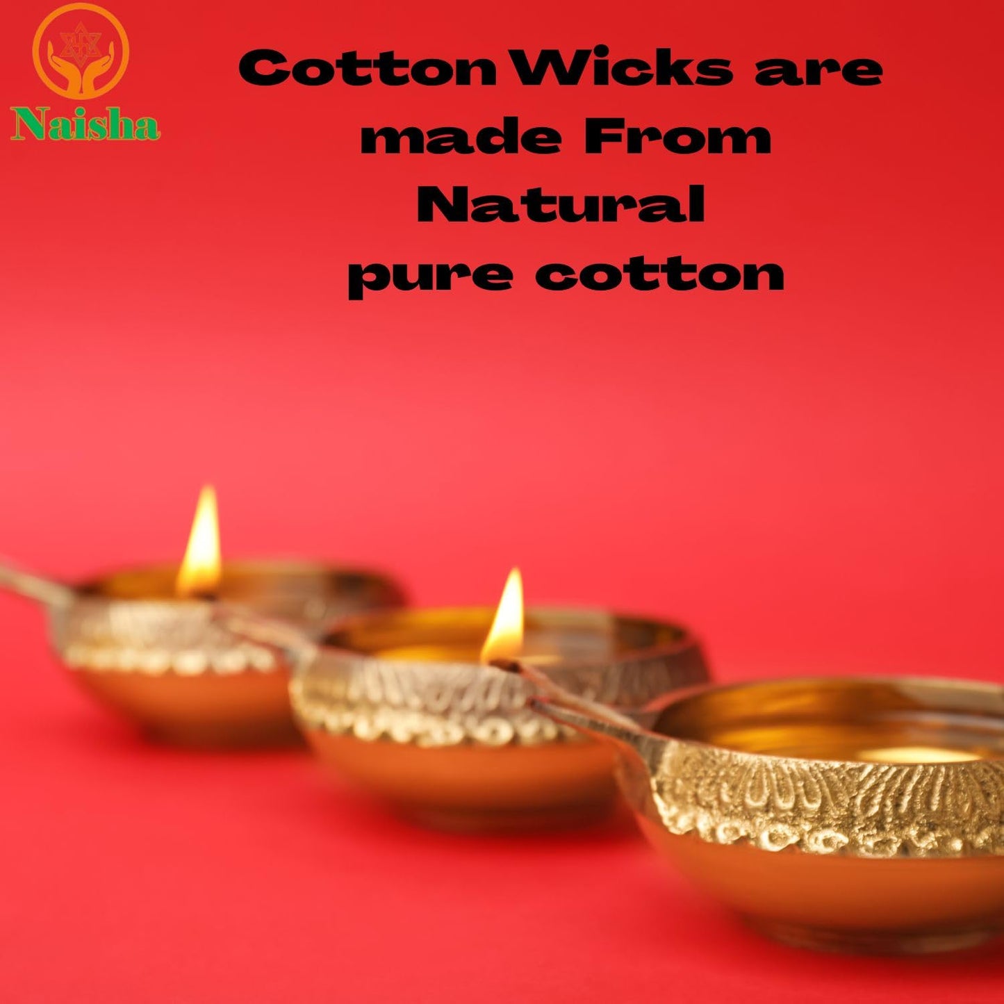 Naisha Long Cotton Wicks (600 Pc) for Oil Lamp Diya, 3 Inch, White, Model: Long_Batti_600_213
